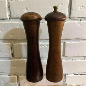 Vtg MCM Tre Spade Garantito Wooden Pepper Grinder Salt Shaker Made In Italy Wood
